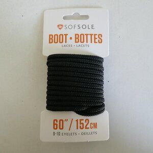 NWT Sofsole boot laces shoelaces 60"/ 152cm, 9-10 eyelets, black